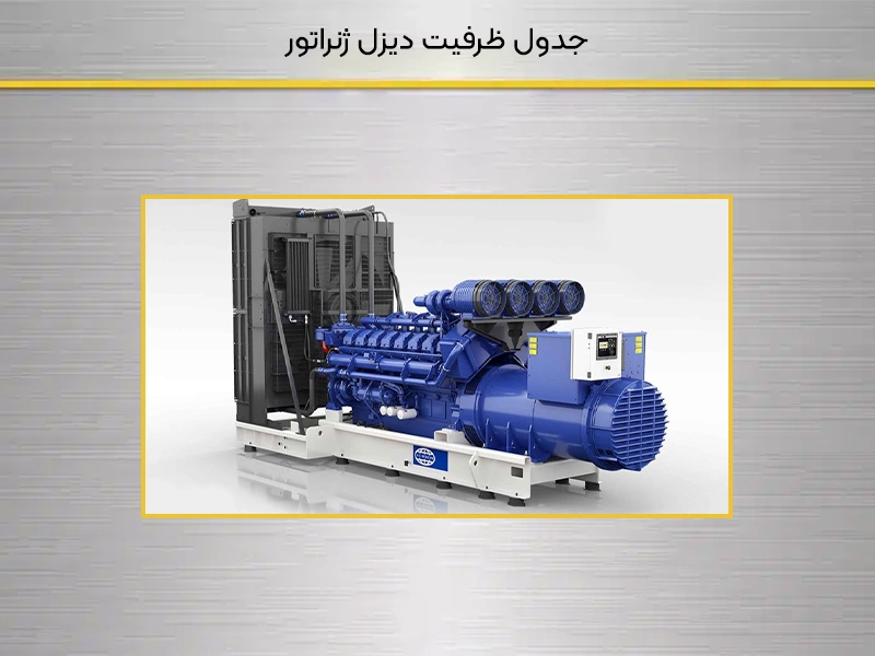 جدول ظرفیت دیزل ژنراتور